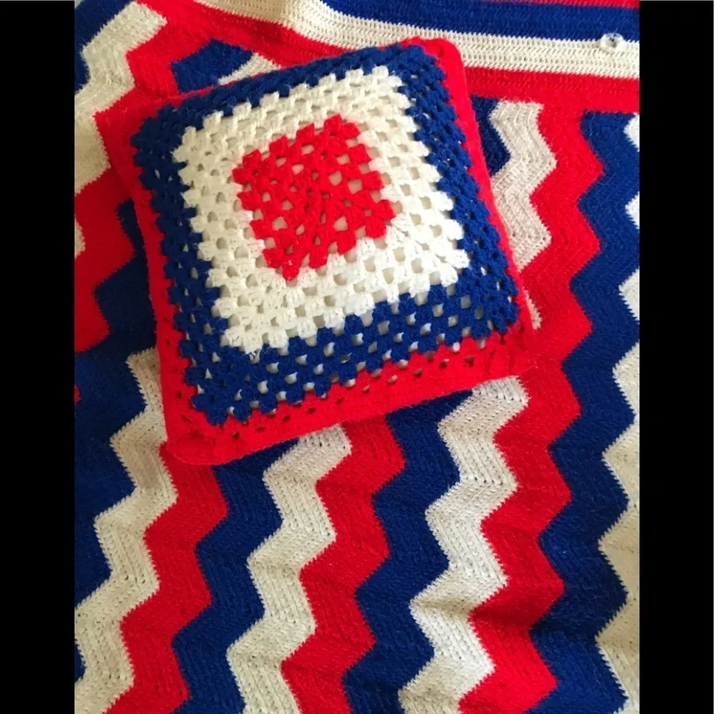 Rare Vintage 1960’s Handmade Blanket & Pillow
